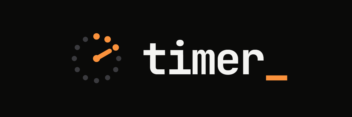 Marca e logótipo Timer sobre fundo escuro